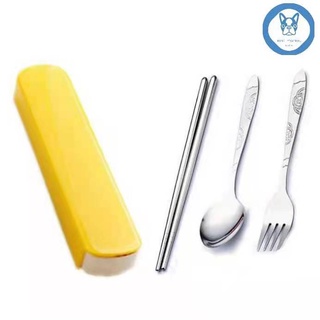 3in1 Spoon Fork And Chopsticks Set With Organizer Stainless