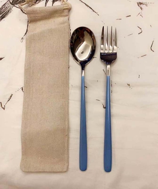 COD Brand New and High quality Matte 2 in 1 Spoon and Fork tableware with/pouch (4)