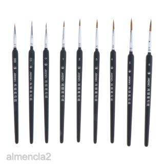 [ALMENCLA2] 9pcs Miniature Paint Brush Set Professional Weasel Hair Oil Acrylic Brushes (5)