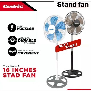 BUY 1 Take 1 CENTRIX CX-1666A 16 INCH MADE WITH DURABLE MATERIALS AND THREE SPEED CONTROL STAND FAN (1)