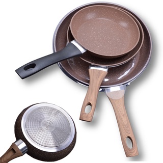 FL Nonstick Frying Pan Skillet, Swiss Granite Coating Omelette Pan, Healthy Stone Cookware Non Stick Fry Pan, PFOA Free 20cm / 26cm
