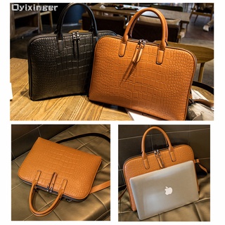 ☋2021 Business Women's Briefcase Leather Handbag Women Totes 15.6 14 Inch Laptop Bag Shoulder Office (4)
