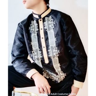 BARONG TAGALOG FOR MEN PURE EMBROIDERED DOUBLE COLLAR CHINESE BARONG