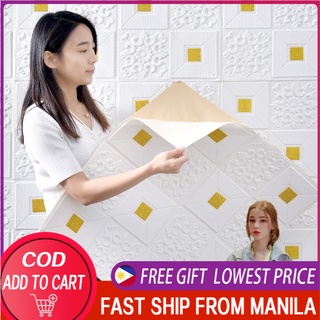 Celling Decor 3D Wallpaper Foam Wall Decorate Wall Sticker Home Self-Adhesive WallPaper 70x70cm