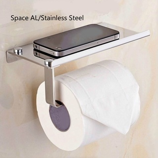 Space AL/Stainless Steel Wall Mount Bathroom Toilet Paper Rolls Holder Tissue Shelf Organizer