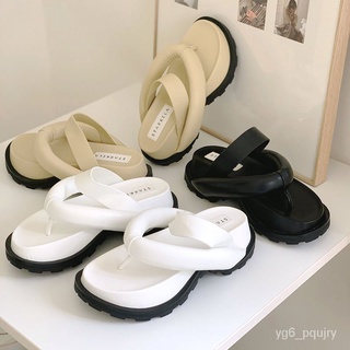 h0jR Genuine Leather Platform Slippers Women2021Summer New Bread Stylish Flip-Flops Sandals Outdoor