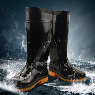 rain shoe♈Hawk WORK BOOTS RAIN Boots for Mens Black Waterproof Shoes Rubber Boots Rain Boots No Ste