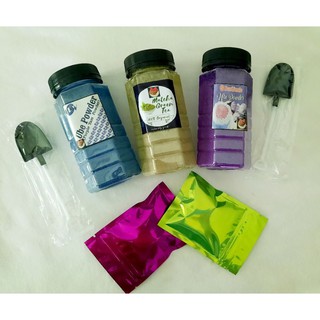 Baking Ingredients in a sealed jar or in a ziplock (ube powder, organic pure matcha powder, yeast)