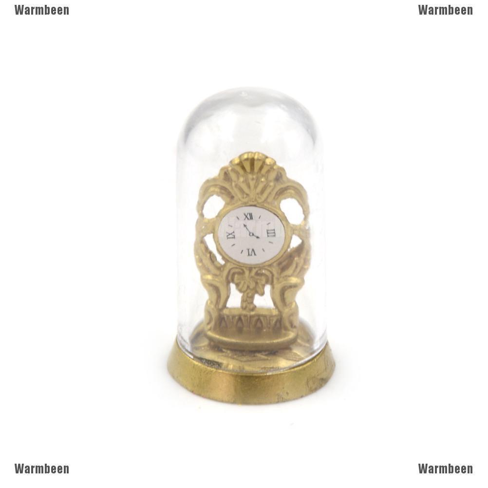 WarmbeenDollhouse Miniature Vintage Domed Gold Mantle Clock 1:12 Scale Non-working