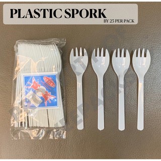 [ 25pcs ] Disposable Plastic Spork