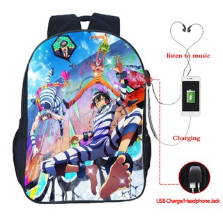 Anime Nanbaka Detentionhouse USB Charge Backpack Bookbags Women Boys Girls Schoolbag Waterproof Book