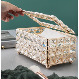 High-end Nordic Crystal Tissue Box Exquisite Creative Desktop Napkin Paper Storage Box (2)