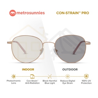MetroSunnies Jasper (Rose Gold) Con-Strain Anti Radiation Eye Glasses Photochromic For Men Women