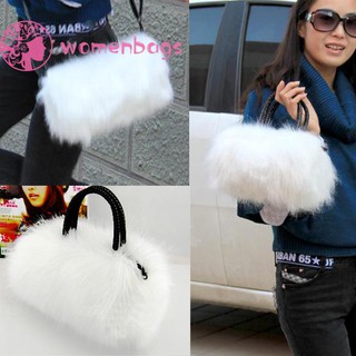 ✿WB✿ Lady Girl Pretty Cute Faux Rabbit Fur Handbag Shoulder Messenger Bag Tote XXT7