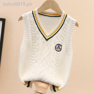 Hot sale●Children s waistcoat spring and autumn thin boys vest sweater outer wear pure cotton big boy girl s knit sweater new foreign style
