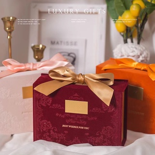[Coisíní] Ins Wedding Candy Box Niche Wine Red Velvet Exquisite Wedding Wedding Candy Gift Large Box Bridesmaid Bridesmaid Hand Gift Birthday Gift Box Gift Box Packaging