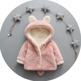 Autumn Winter Baby Kids Toddler Girls Plush Hooded Coat Cloak Jacket Thick Warm LHNQ (2)