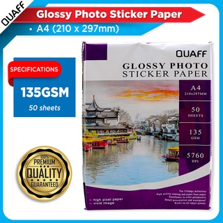 QUAFF Photo Sticker A4 size (90gsm / 135gsm) (20-50 sheets per pack)