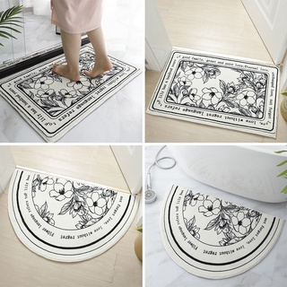 ✌❈New Nordic Style Printed Floor Mats Black / White