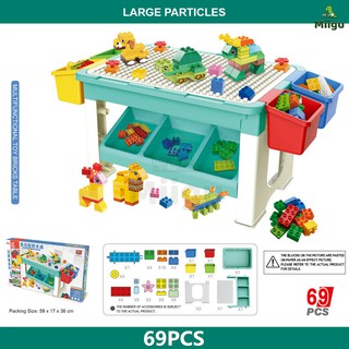 Miigu Baby Multi-functional Bricks Table Tetris 69 pcs Accessories w/ Removable Storage Bucket TR69