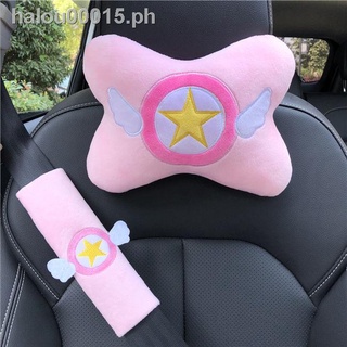 Hot sale✵Car headrest neck pillow cartoon car pillow car headrest seat belt shoulder guard car seat monolithic cartoon seat cushion