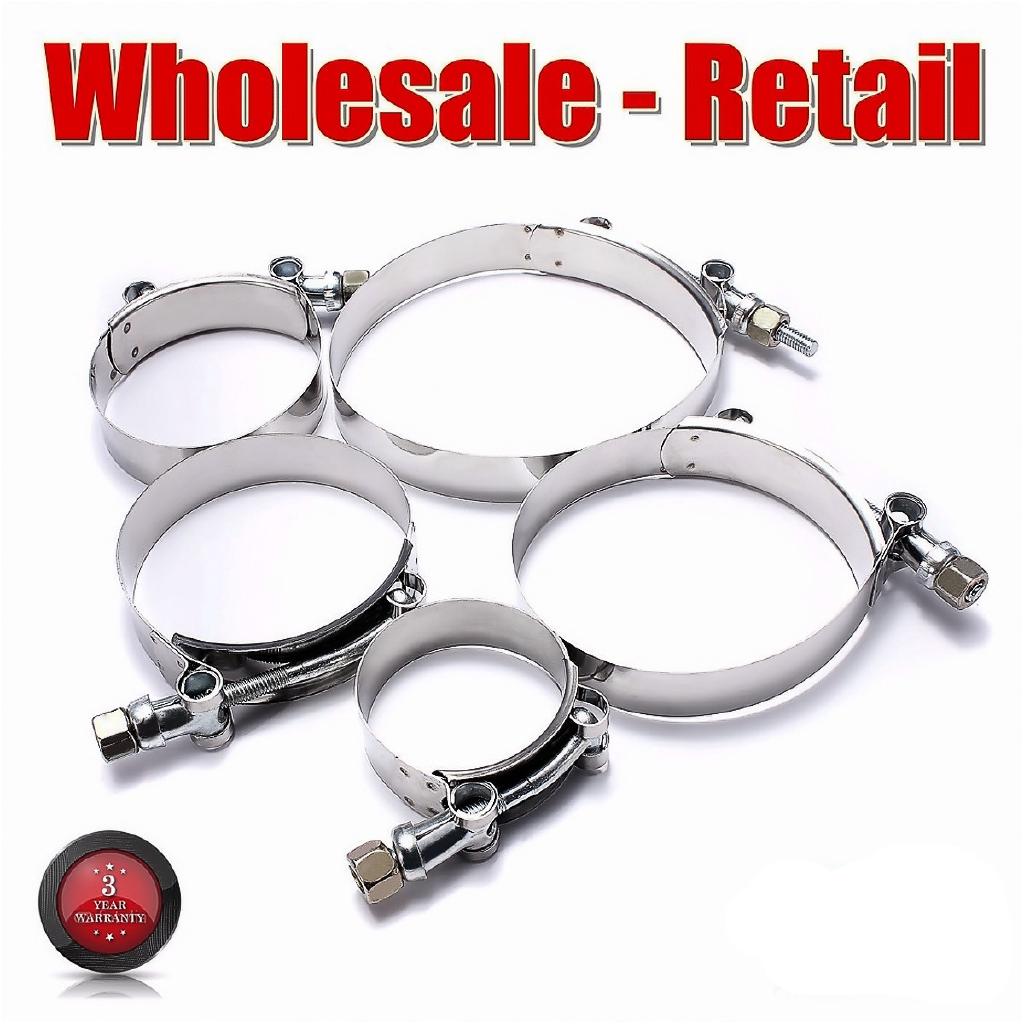 Stainless Steel T-Bolt TBolt Hose Clamp Turbo Downpipe Intake Car Auto Parts (Color:Silver)