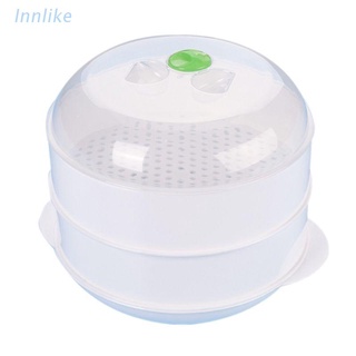 INN European Double-layer Plastic Steamer Microwave Oven Steamer Round Plastic Microwave Oven With Lid Kitchen Cooking Tools