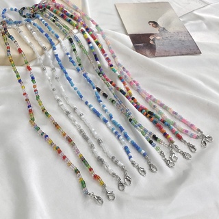 Color Woven Crystal Beaded Anti-Lost Mask Chain European and American Rice Bead Mask Lanyard
