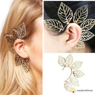 ♡MT♡ Fashion Women Filigree Leaf Ear Stud Cuff Earrings Vintage