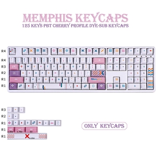 125 Keys PBT Keycap Cherry Profile DYE-SUB Personalized MEMPHIS Keycaps For Mechanical Keyboard 61 64 84 108 Layout