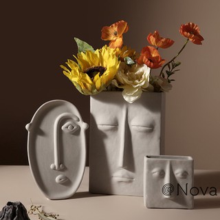 Nordic Contracted Creative Ceramic Vase Dried Flowers Art Human Face Design Home Drawing Room Decoration Luxury Vase (1)