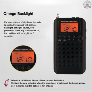 J&F HRD-104 Portable AM/ FM Stereo Radio Pocket 2-Band Digital Tuning Radio Mini Receiver Outdoor Ra