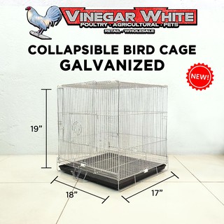 Heavy Duty Bird Cage Collapsible Folding for Birds Lovebirds Pigeons Galvanized Free Poop Tray