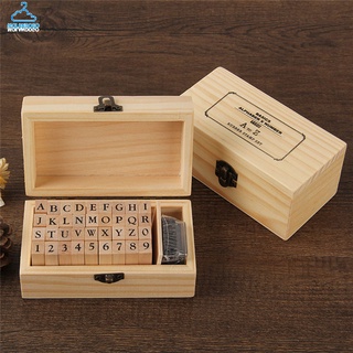 36Pcs/Set Retro Wood Stamp Kit Vintage Letters Numbers Wooden Stamp Set Journal Scrapbooking Planner Diary Stamp