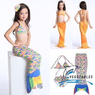 AGA-Kids Girls Swimwear Swimmable Mermaid Tail Bikini Set