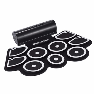 Portable Electronic Roll Up Drum Pad Set 9 Silicon Pads Built-in Speakers with Drumsticks Foot Pedal (4)