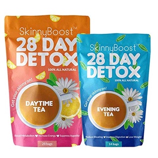 body bags❒♗►SkinnyBoost Skinny Boost 28 Day Detox Tea Kit-1 Daytime (28 Bags) 1 Evening (14 Supports