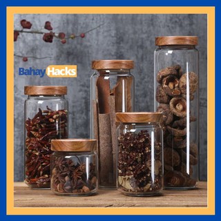BAHAY HACKS Airtight Acacia Lid Borosilicate Glass Jar Food and Spice Storage Large-capacity Home (3)