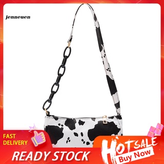JN~ Fashion Women Faux Leather Cow Dot Print Handbag Tote Zip Underarm Shoulder Bag