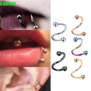 CABEZA 2pcs/set Helix Tragus Piercing Hip Pop Body Piercing Jewelry Barbell Lips Ring Women Stainless Steel Fashion S Spiral Cool Piercing Cartilage Earring