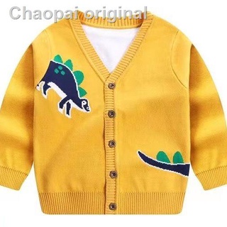 Hot sale☈Boys sweater cardigan jacket autumn and winter 2021 new style foreign Korean children double cartoon baby sweater tide