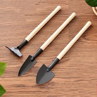 3Pcs Set Mini Gardening Tools / Wood Handle Stainless Steel Potted Plants Shovel Rake Spade / Flowers Potted Plant Flowerpot Tools