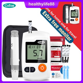 【Extra Free Monitor】Cofoe YiLi Blood Glucose Monitor with 50pcs Test Strips 50pcs Needles Glucometer Sugar Tester Kit for Diabetes