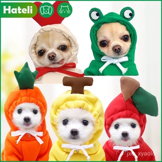 【HATELI】Pet Clothes Fruit Clothes Puppy Cat Autumn and Winter Sweater Fleece Clothing Supplies Pets