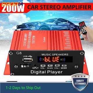 【Ready Stock】◇۩200W 12V Car HIFI Audio Stereo Power Amplifier Wireless Bluetooth USB FM AUX-in Car M