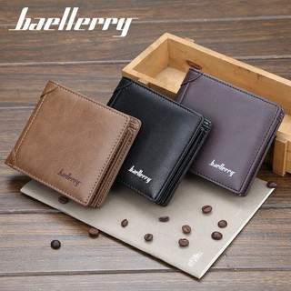 （COD)☸Baellerry New 2019 Trend 4-fold Genuine Leather Wallet Simple And Stylish Business For Men