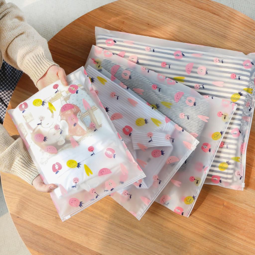Cute Fruit Travel Storage Clothes Packaging Bag Luggage Semi Transparent Clear Toiletry Bags Pouch 1pcs