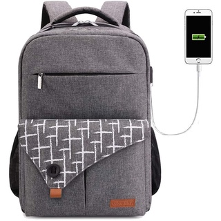 Lekesky baby bag mother bag laptop bag USB interface backpack large capacity (1)