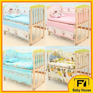 5 Pcs Baby Crib Bedding Sets Pillow Bumpers Mattress Set