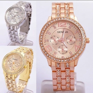 Luxury Style Fashion Women Gold Rhinestone Wrist Watches Geneva Elegant Quartz Bracelet Watch (6)